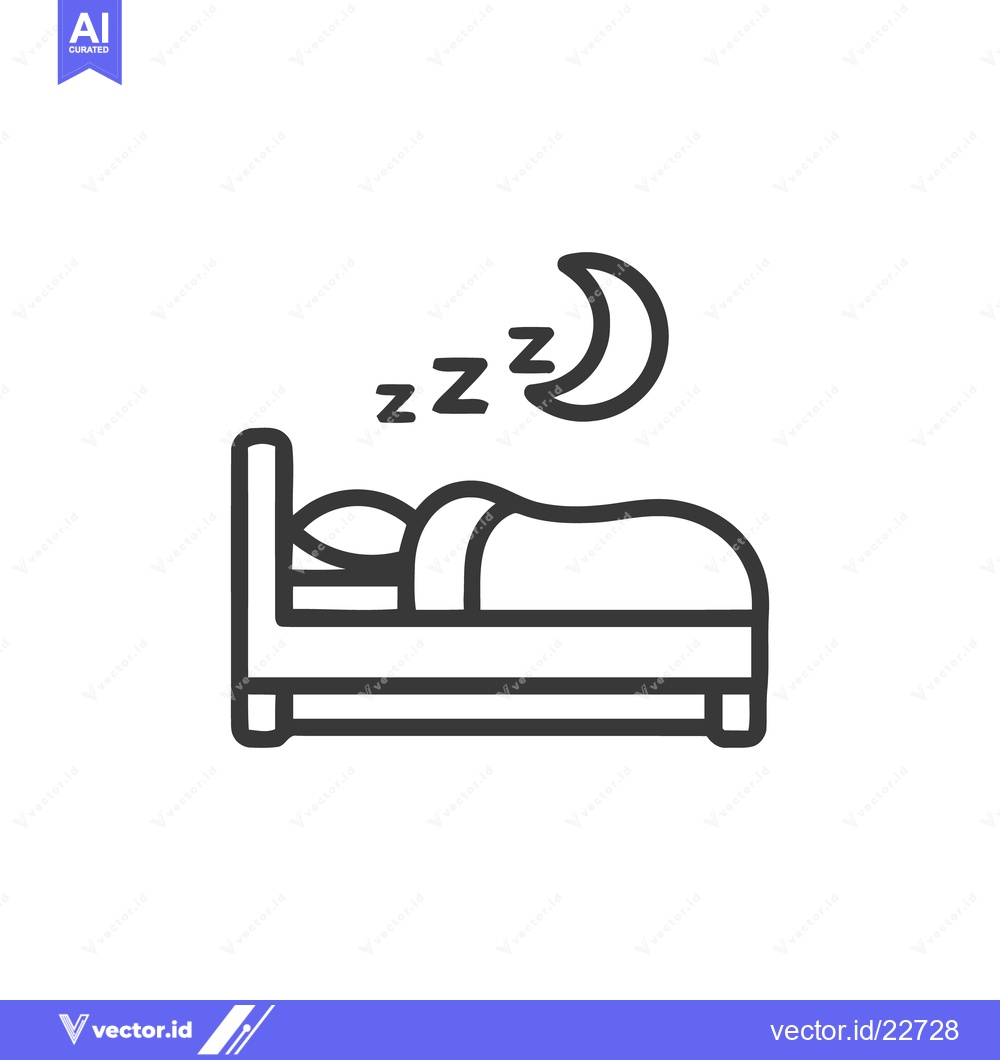Premium Vector dari Sleep Icon: Bed, Moon, and Zzz Symbols in Minimalist Line Art