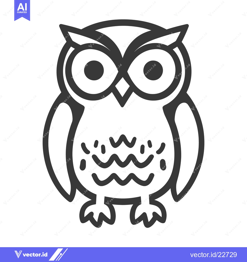 Premium Vector dari A simplified monochrome line art illustration of an owl character
