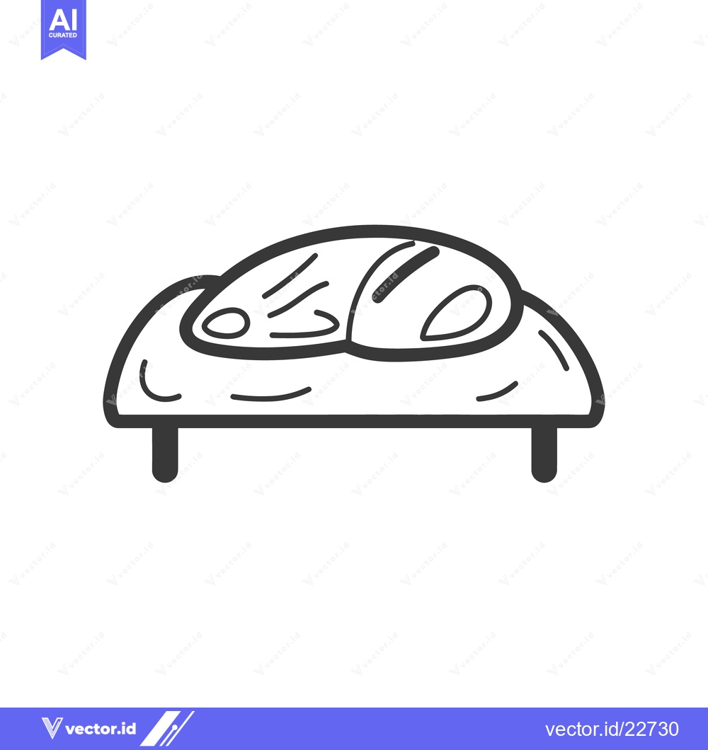 Premium Vector of A simple black and white illustration depicting baked bread on a tray