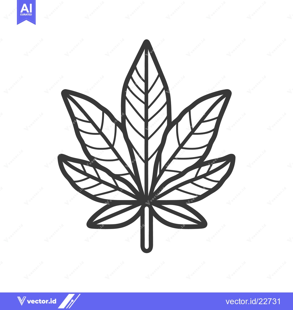 Premium Vector dari A simple monochrome illustration of a cannabis leaf on white