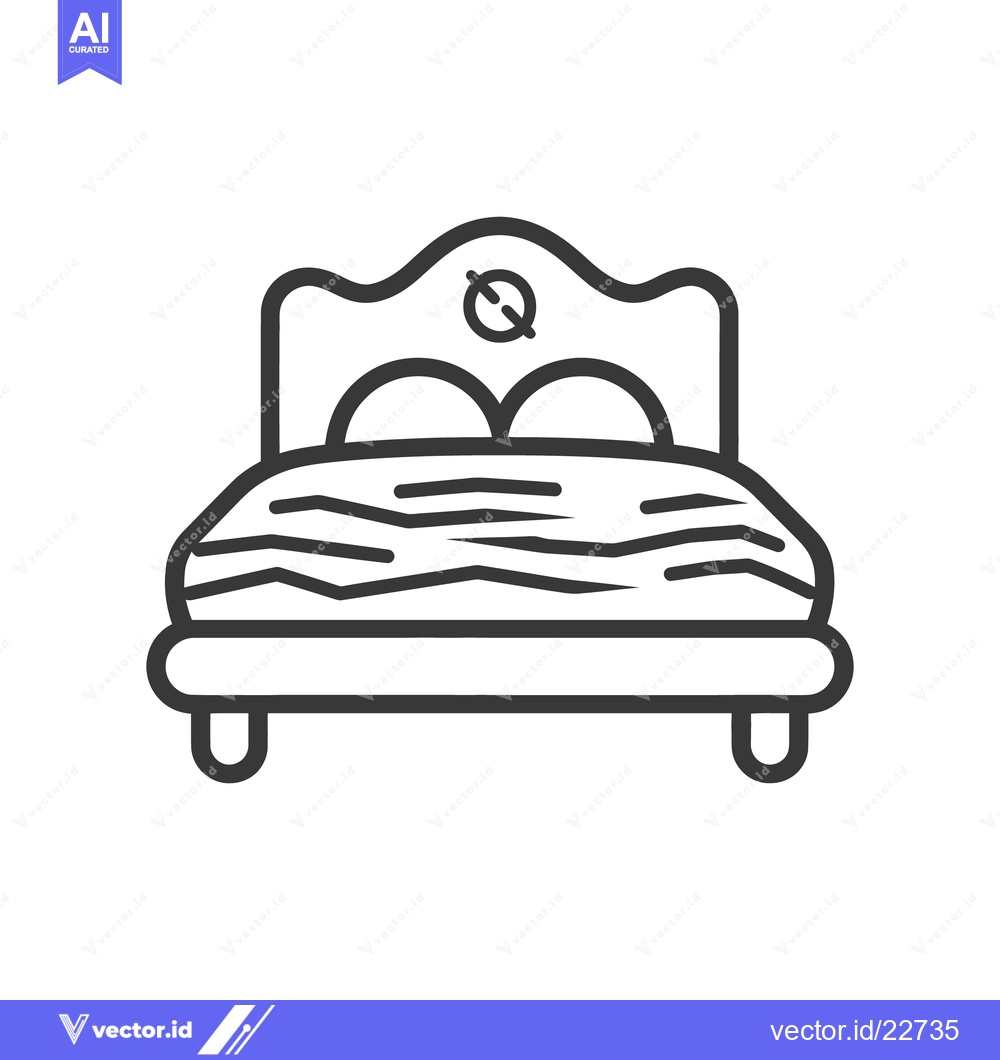 Premium Vector of A simple black line drawing of a comfortable bed illustration