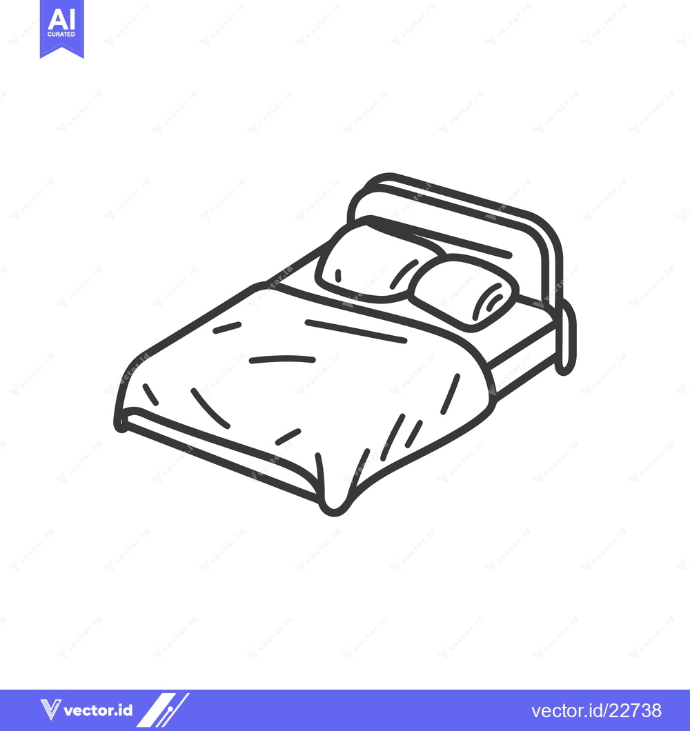 Premium Vector dari Illustration depicting a simple double bed with pillows and bedding