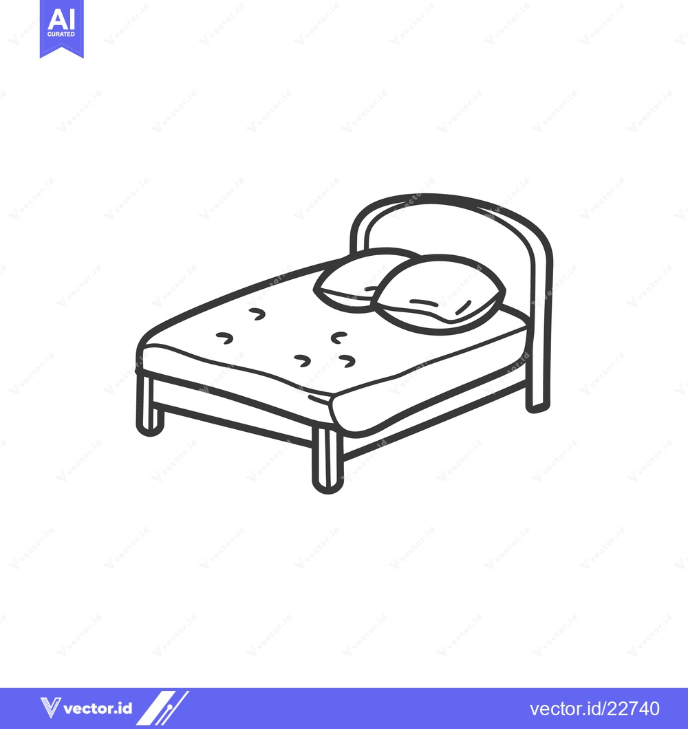 Premium Vector dari Simple black and white illustration of a bed with pillows