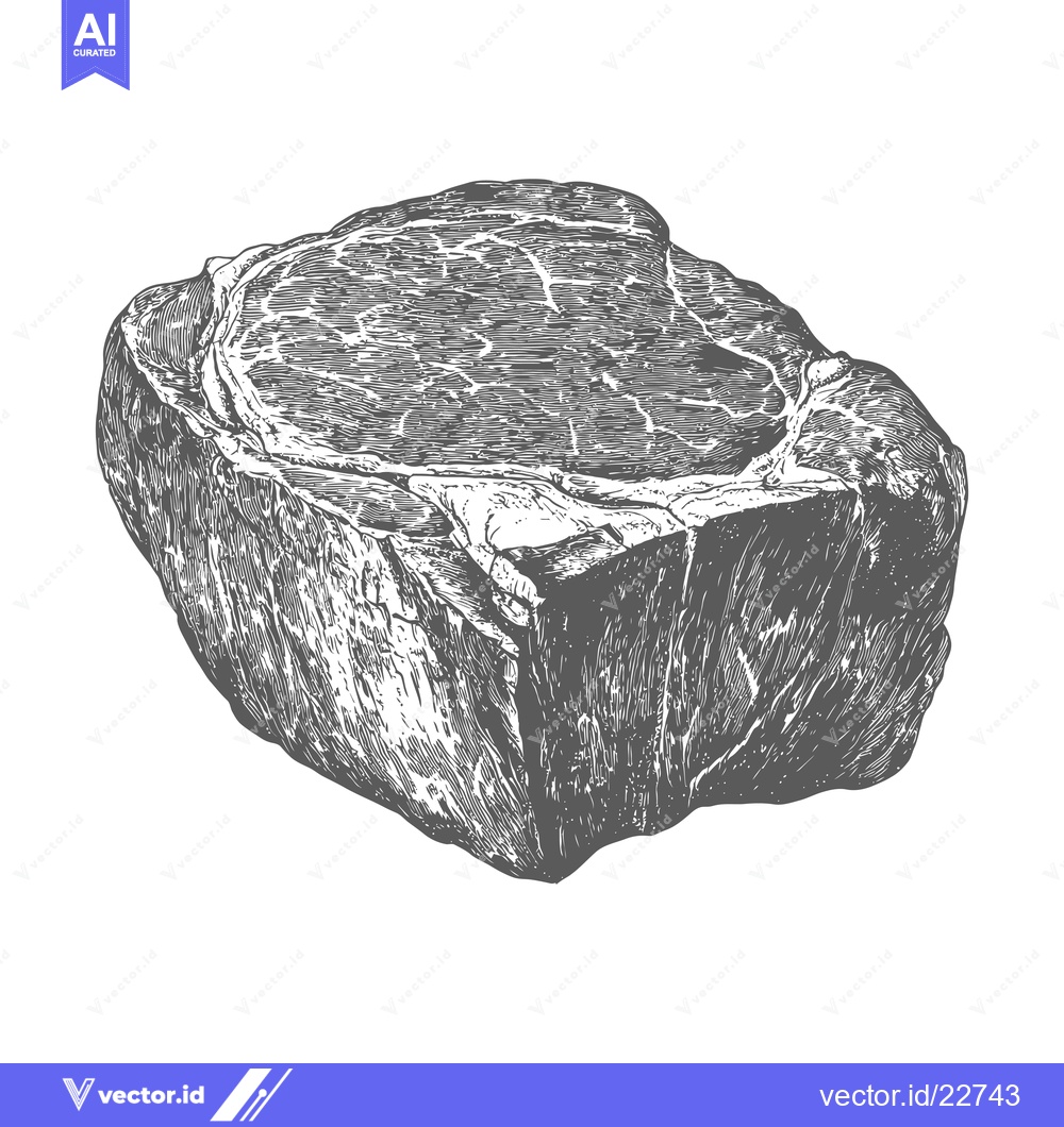 Premium Vector dari A large cut of raw steak presented in a sketch style