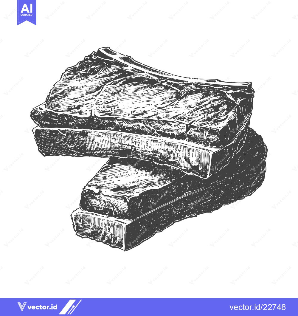 Premium Vector dari Ribeye steaks are pictured stacked and ready for cooking