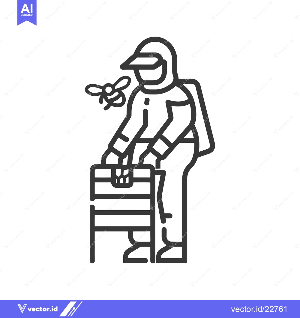 Premium Vector of Beekeeper in Protective Gear Inspecting Beehive