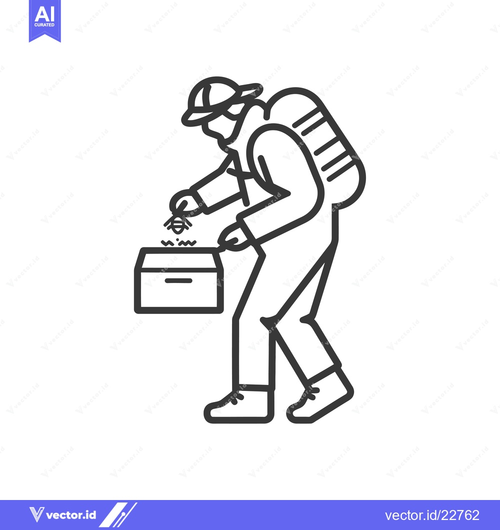 Premium Vector dari Beekeeper in protective gear tending to a beehive