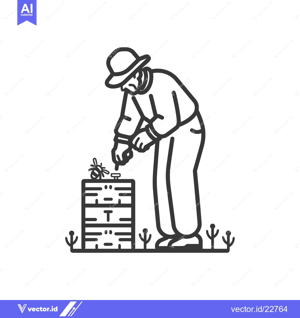 Premium Vector dari Beekeeper inspecting a beehive with a smoker