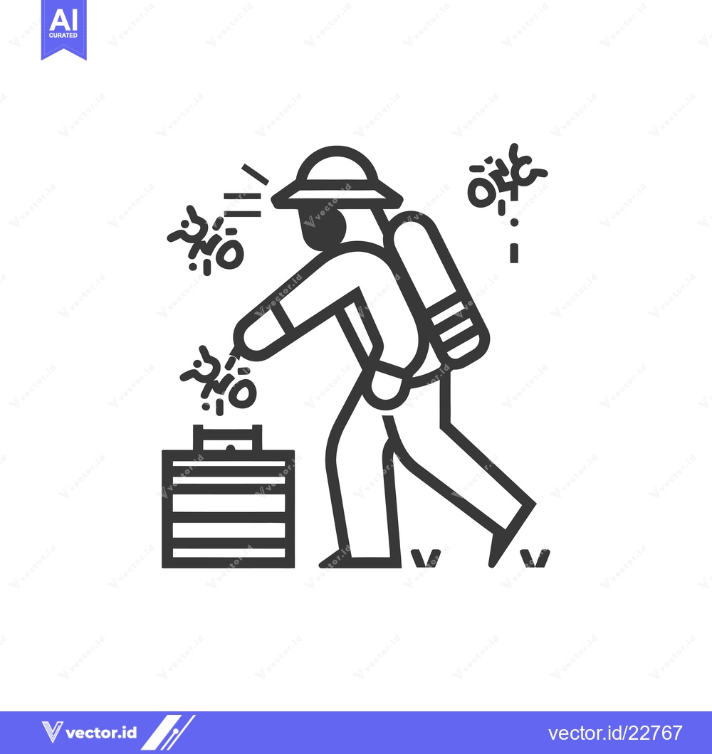 Premium Vector of Beekeeper with Smoker and Hive in a Garden Setting