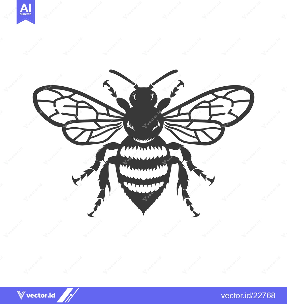 Premium Vector dari A detailed black and white illustration of a flying honey bee