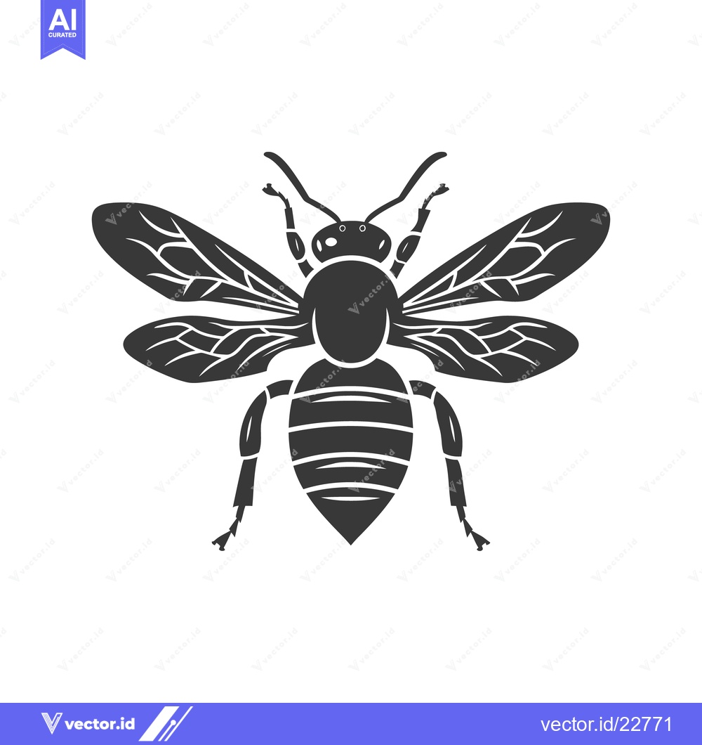 Premium Vector of A stylized black and white illustration of a honey bee