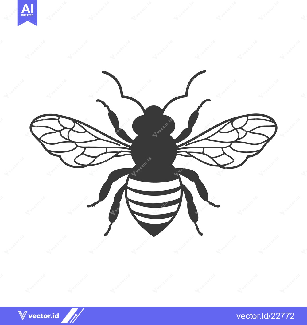 Premium Vector dari A simple black silhouette depiction of a flying honeybee insect