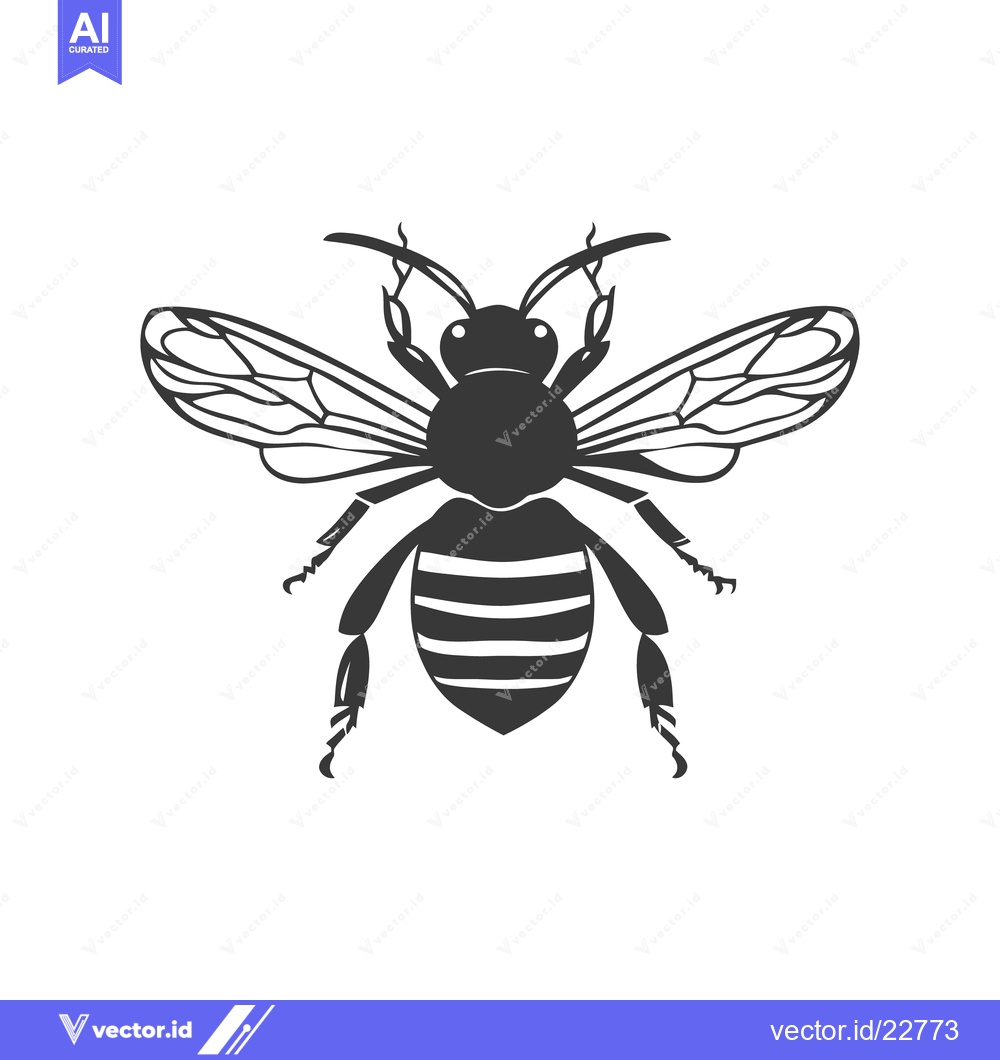 Premium Vector dari A detailed black and white illustration of a honeybee insect
