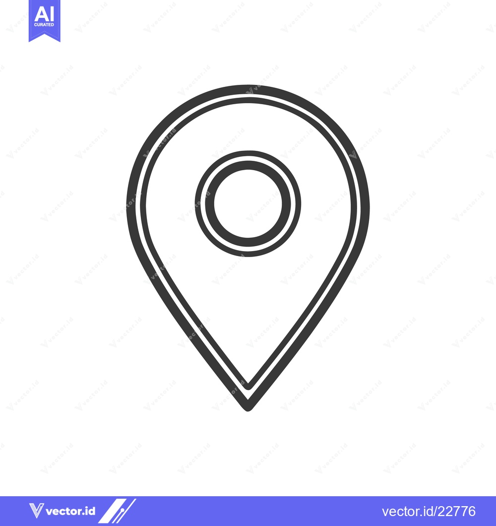 Premium Vector dari Simple Black and White Map Pointer Icon with Double Outline Design