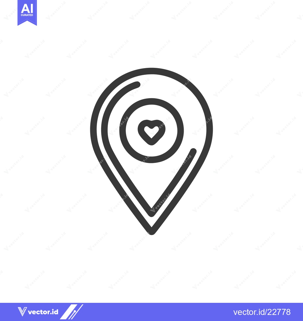 Premium Vector of Heart-Centered Location Pin: Minimalist Icon for Love and Navigation