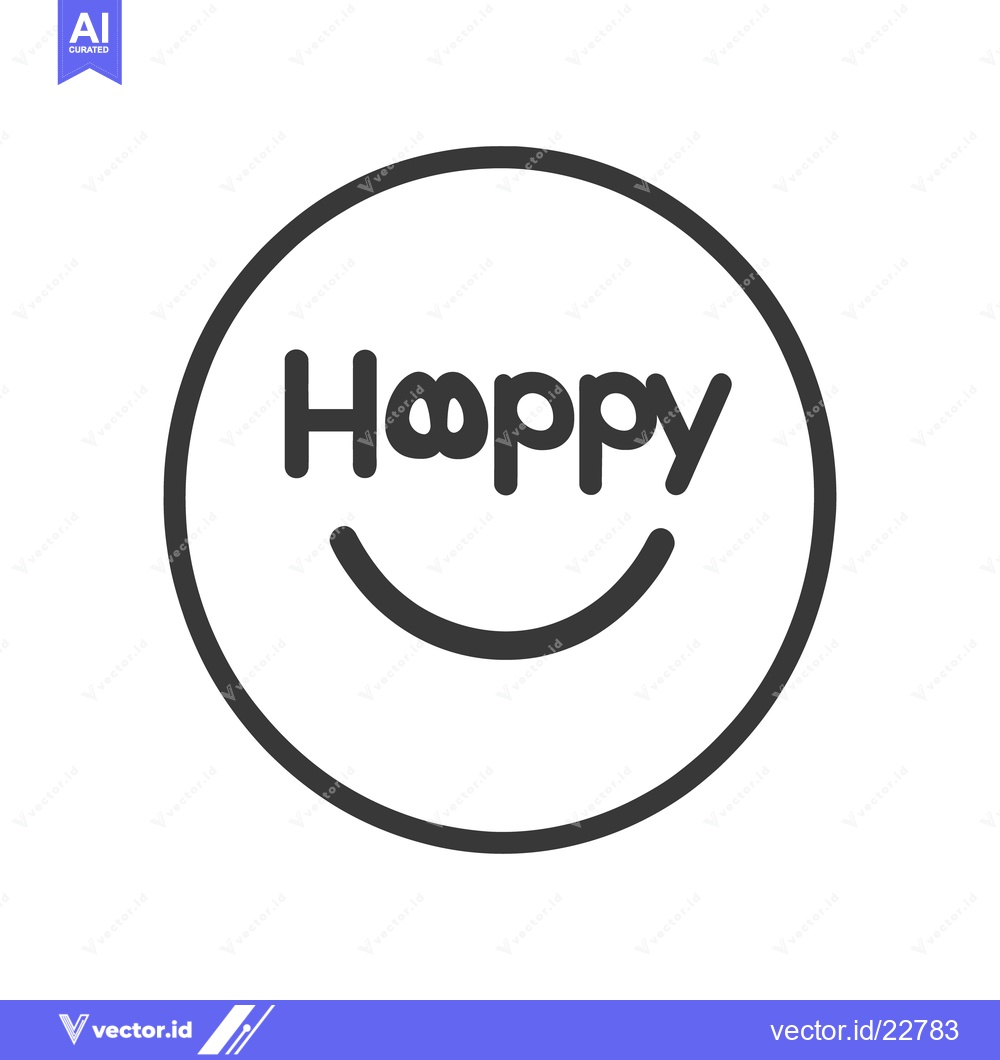 Premium Vector dari A simple smiling face symbol with the word happy inside the circle