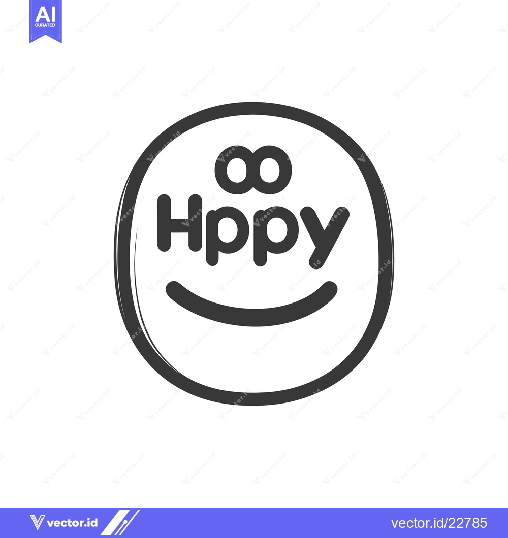 Premium Vector of A simple monochrome illustration of a happy face logo