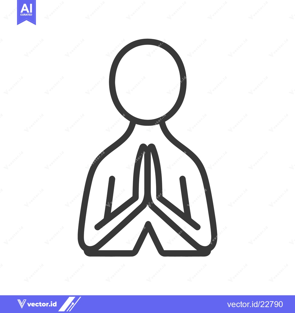 Premium Vector of A simple icon representing a person with hands in prayer