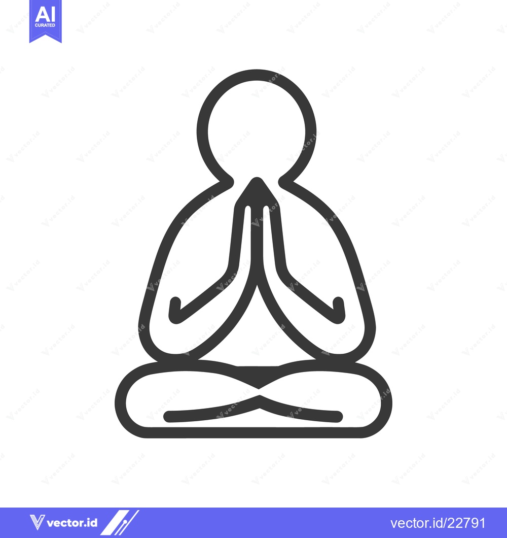 Premium Vector dari Simple line drawing depicts a person in a meditative pose