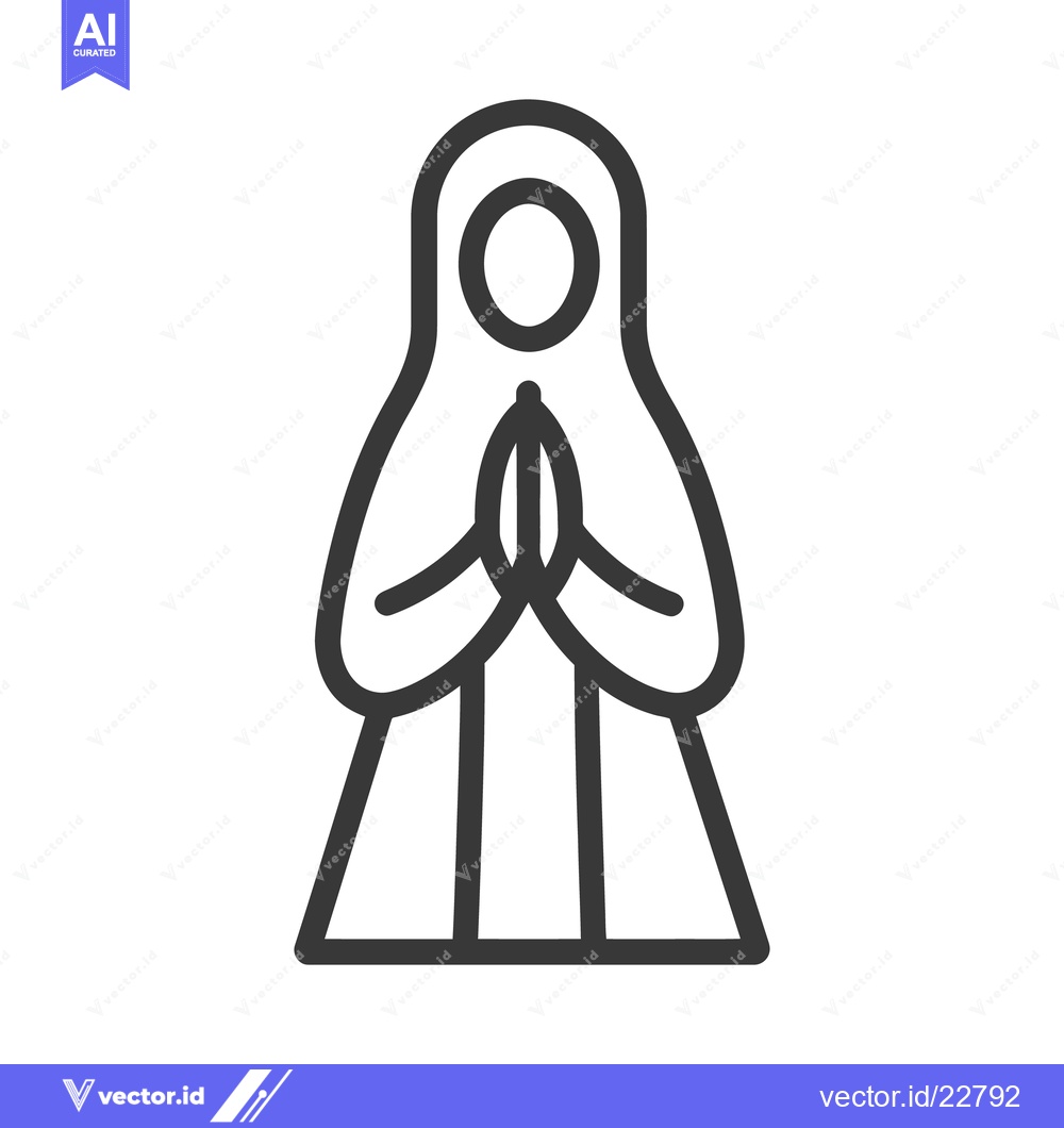 Premium Vector of A simplistic outline illustration of a veiled figure praying quietly