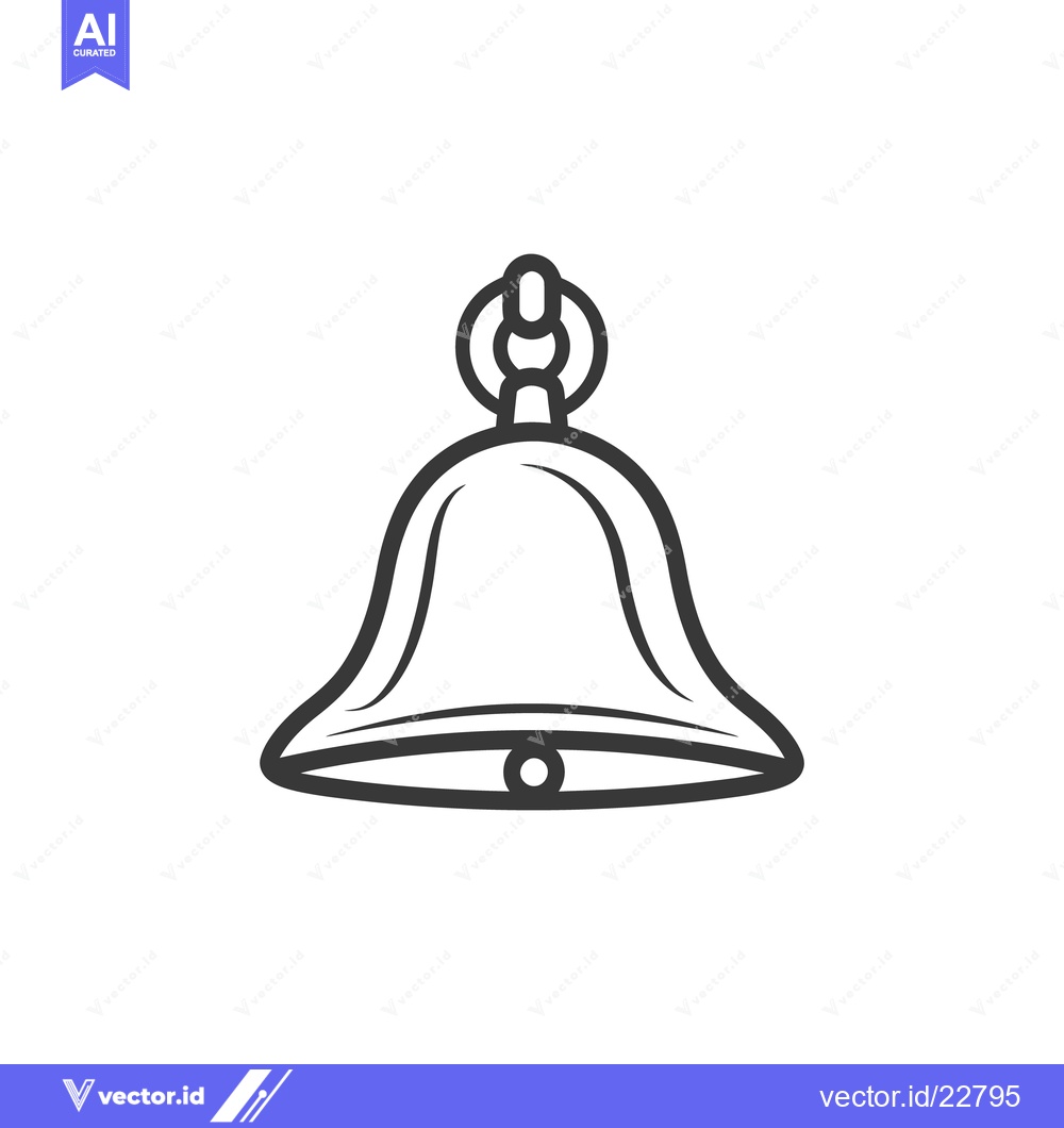 Premium Vector of A hanging bell illustration made with black lines on white background