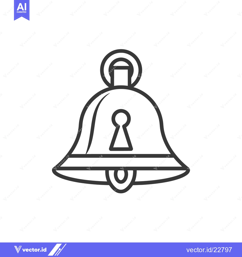 Premium Vector of A simple outlined illustration of a bell with a keyhole shape