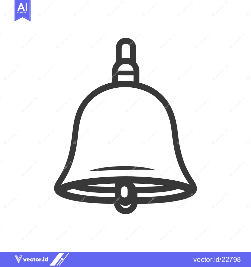 Premium Vector of A simple black line drawing depicting a bell object