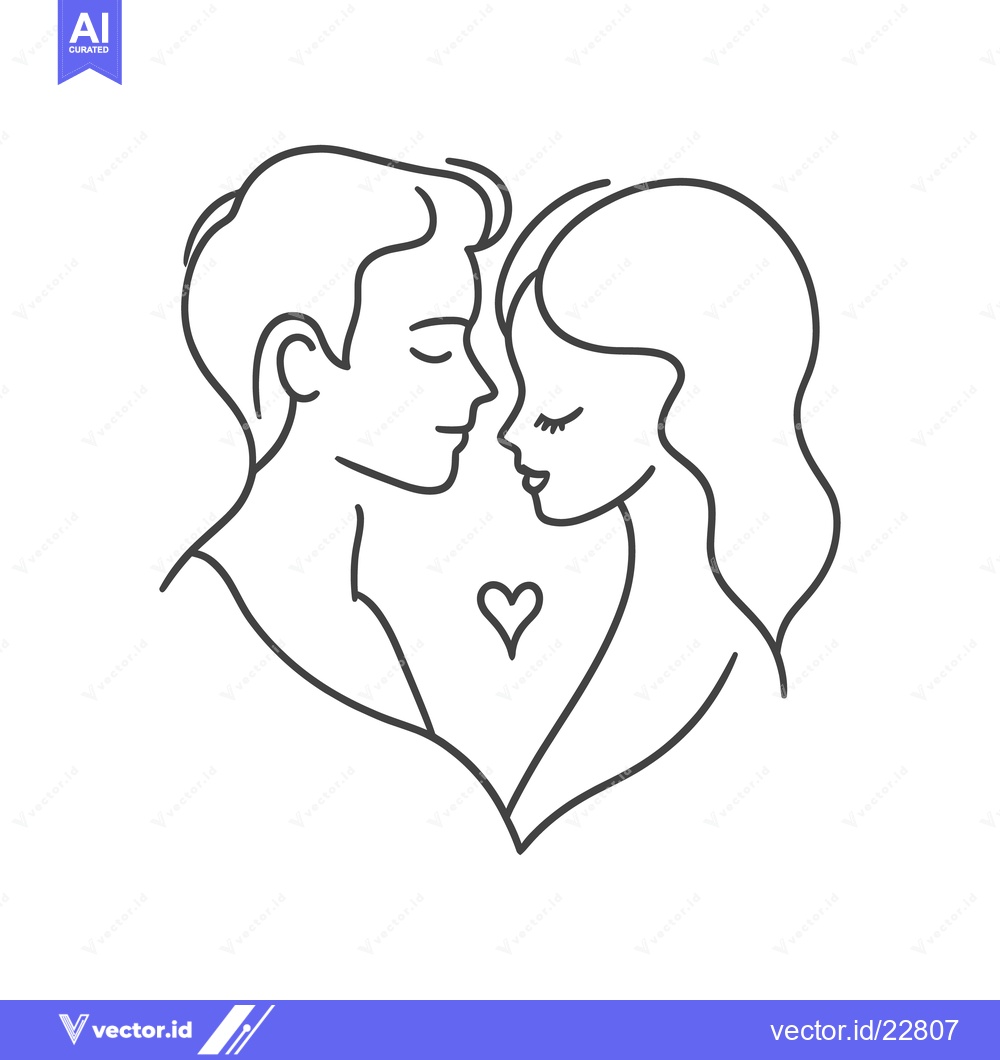 Premium Vector dari A simple line drawing of a couple in loving embrace
