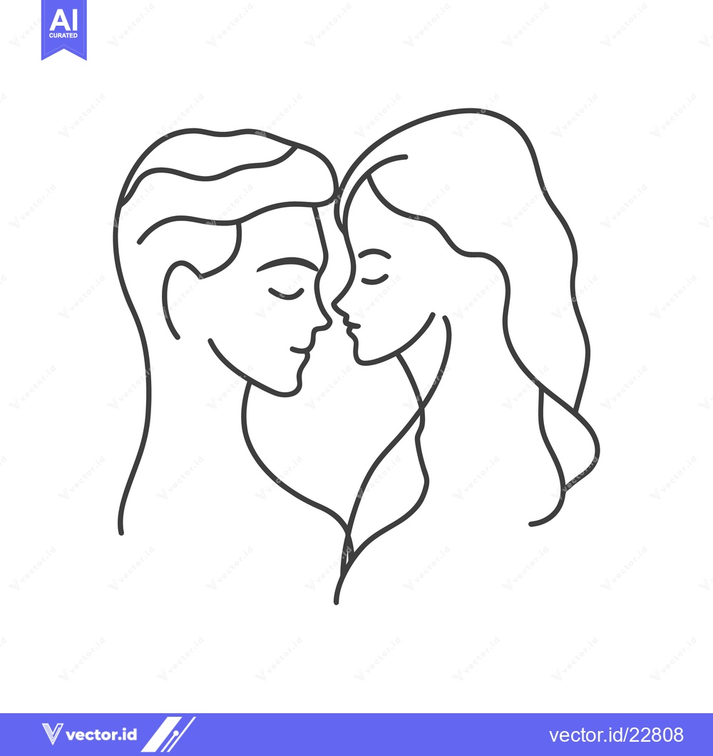 Premium Vector dari Two people facing each other with closed eyes representing intimacy