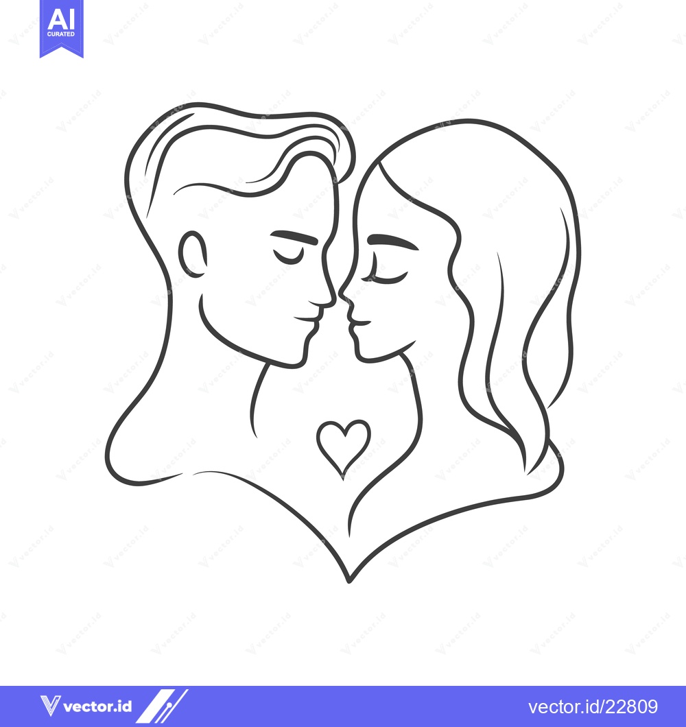 Premium Vector dari A romantic illustration depicts two people facing one another with lov