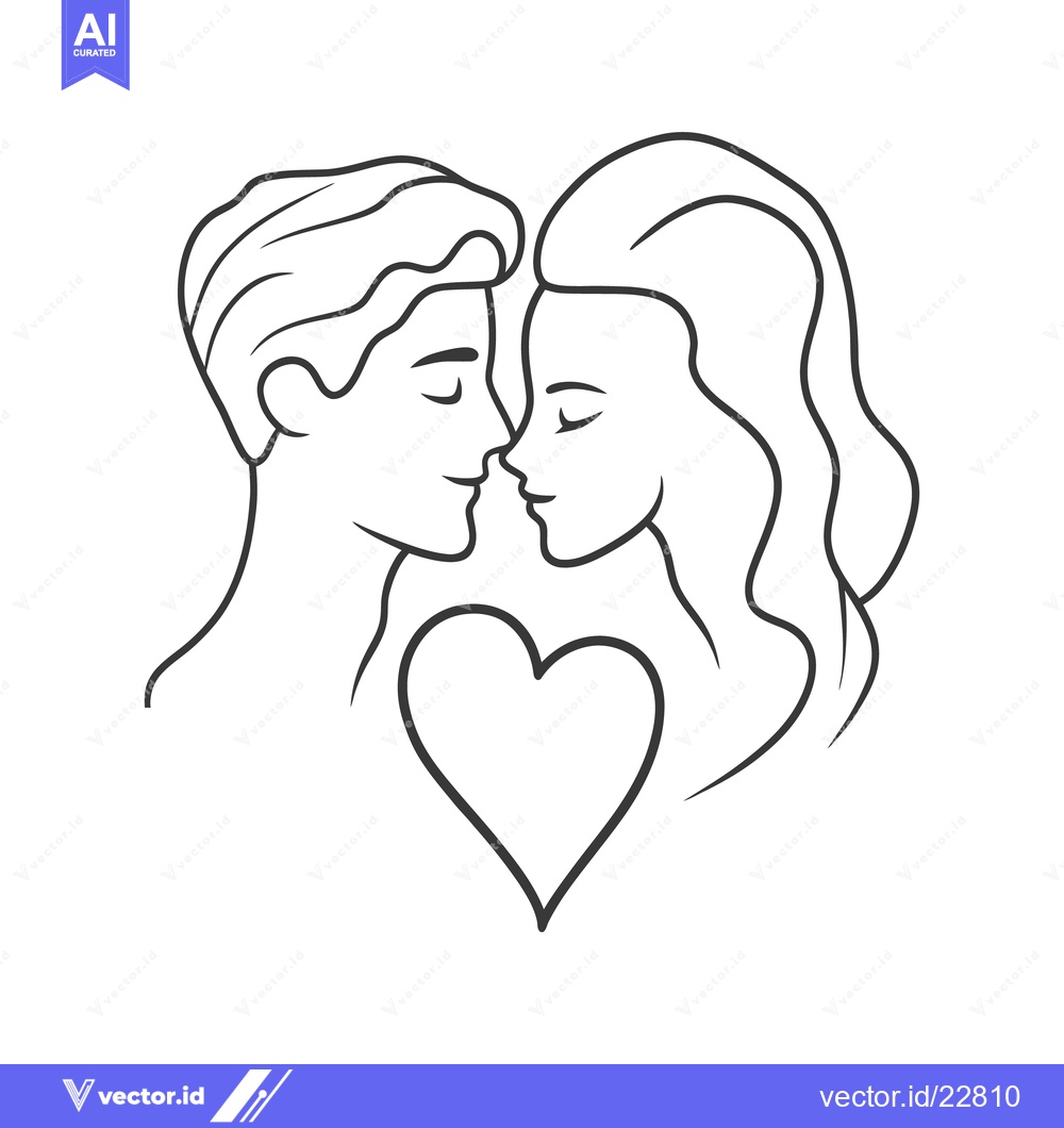 Premium Vector of Two people are close together with a heart symbol