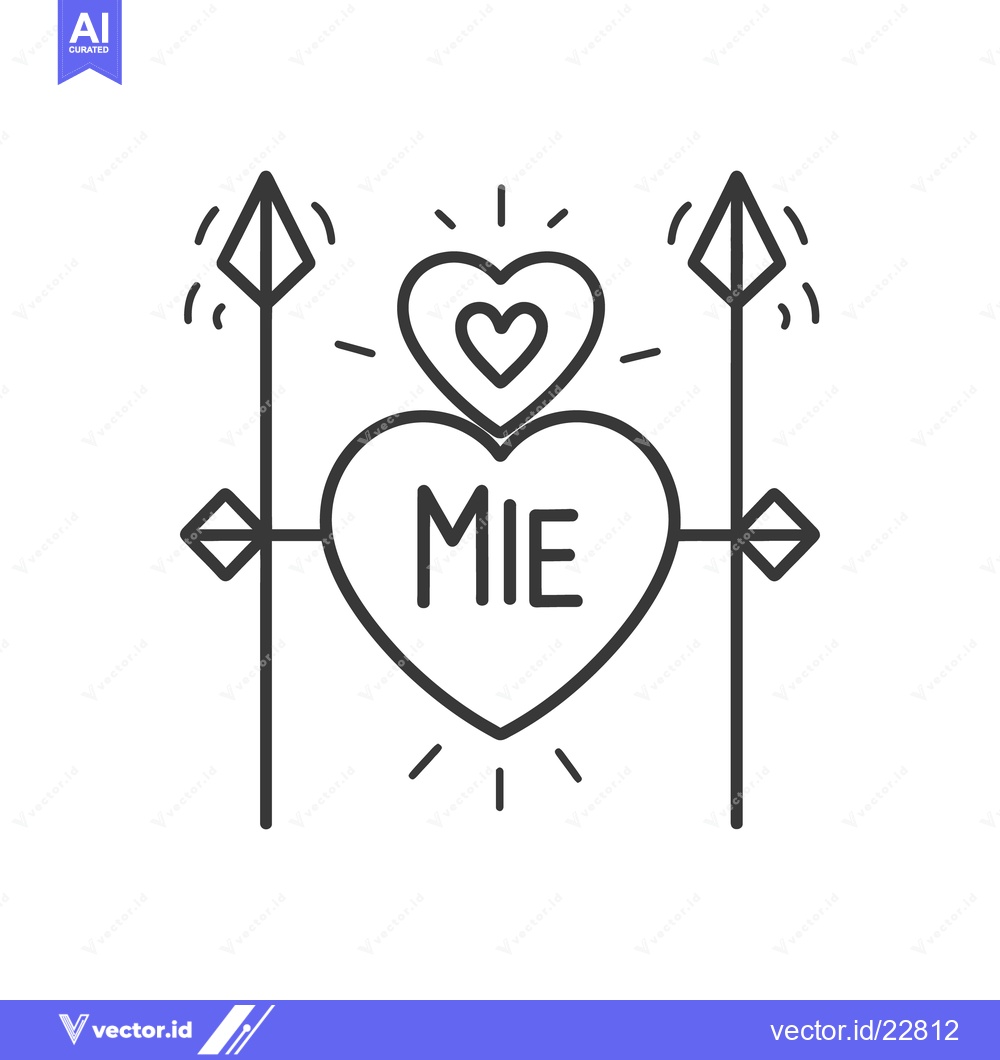 Premium Vector dari Two decorative spears flank a heart shaped illustration with text