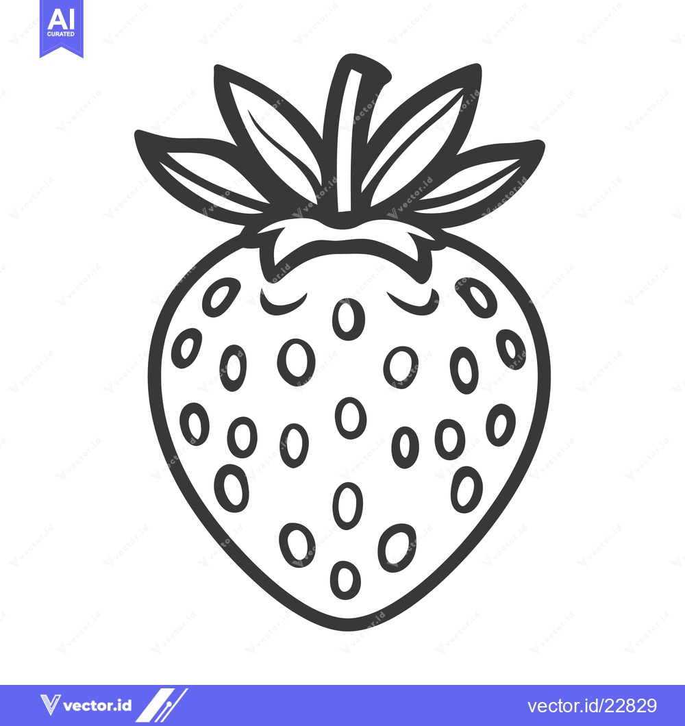 Premium Vector of A simple black and white illustration of a ripe strawberry fruit