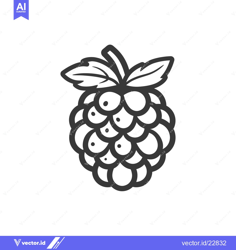 Premium Vector of A simple black and white illustration of a raspberry fruit