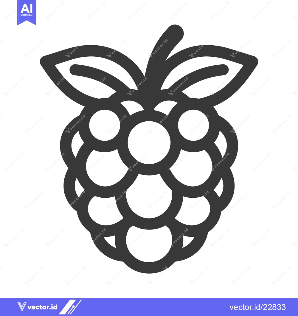 Premium Vector dari A simplistic outline illustration depicts a stylized raspberry fruit