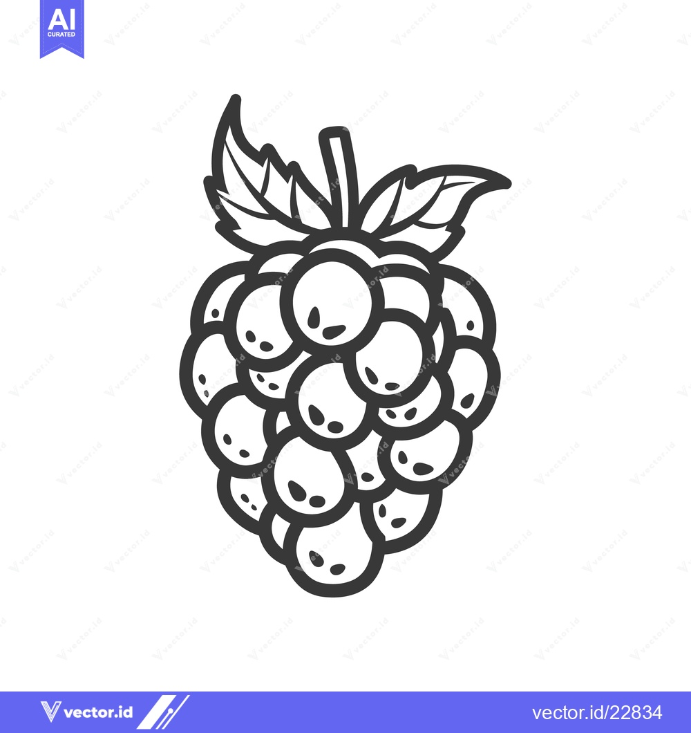 Premium Vector dari A simple black and white drawing of a fresh berry