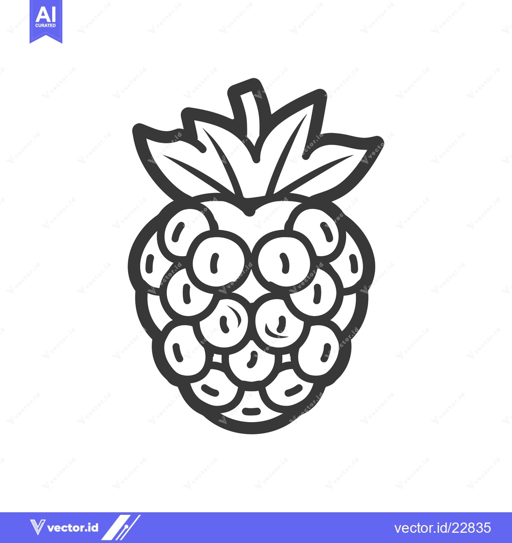 Premium Vector dari A stylized black and white illustration of a fruit berry