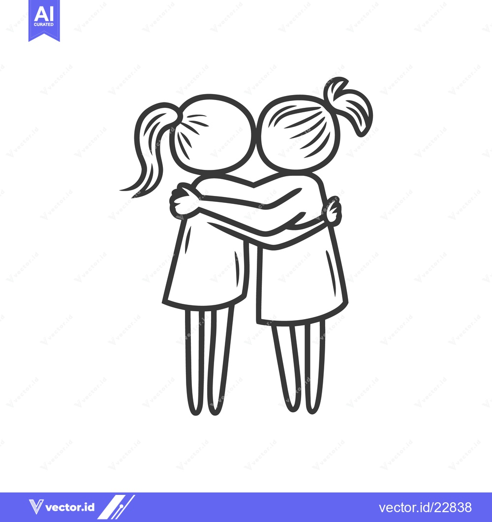 Premium Vector of Two female figures embracing each other in a loving embrace