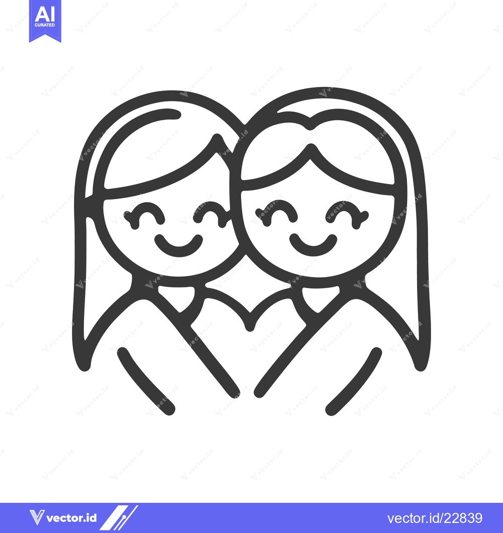 Premium Vector of Two smiling human figures embracing each other in a heart shape