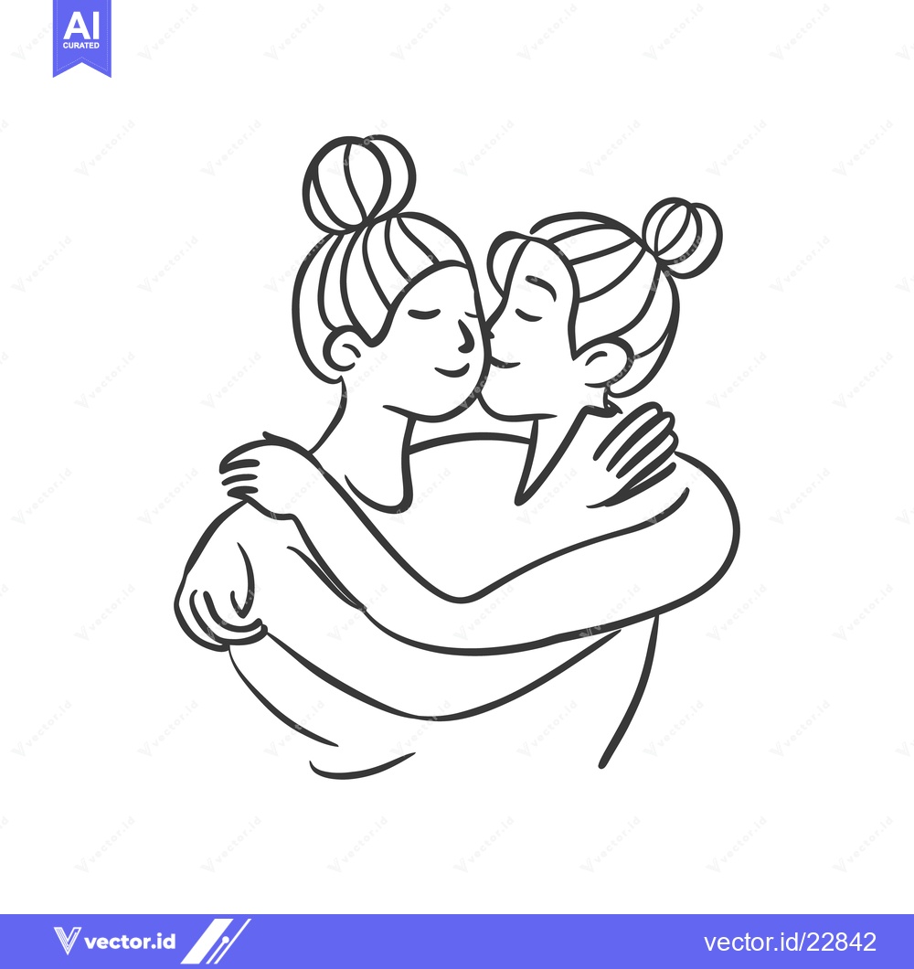 Premium Vector of Two women sharing a moment of affection in a loving embrace