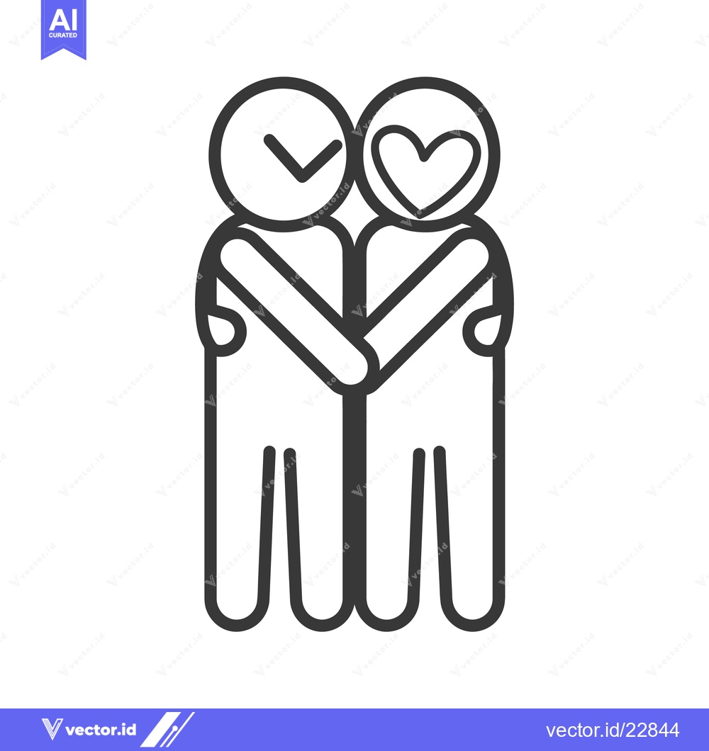 Premium Vector of Two stick figures embracing each other showing love and friendship