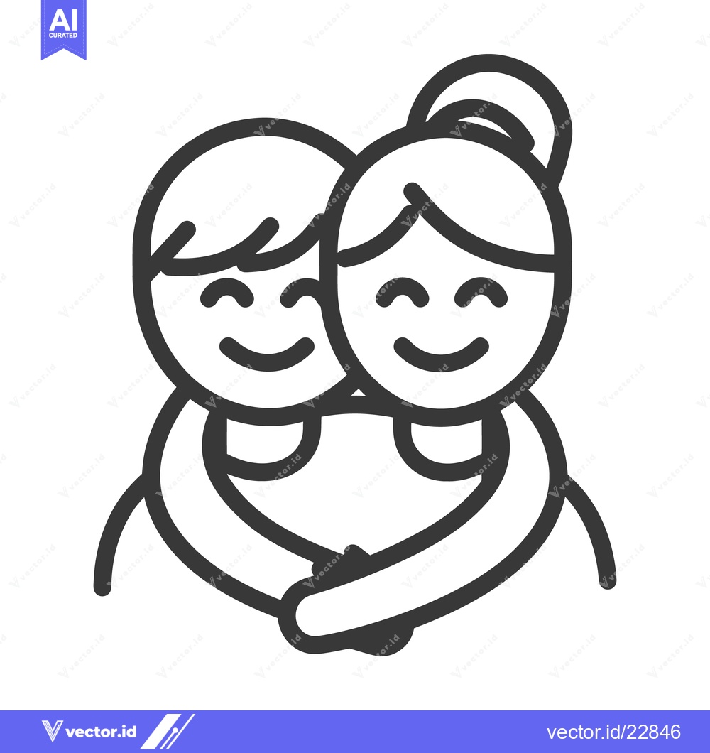 Premium Vector of Simple line drawing illustration depicting two people embracing in lov