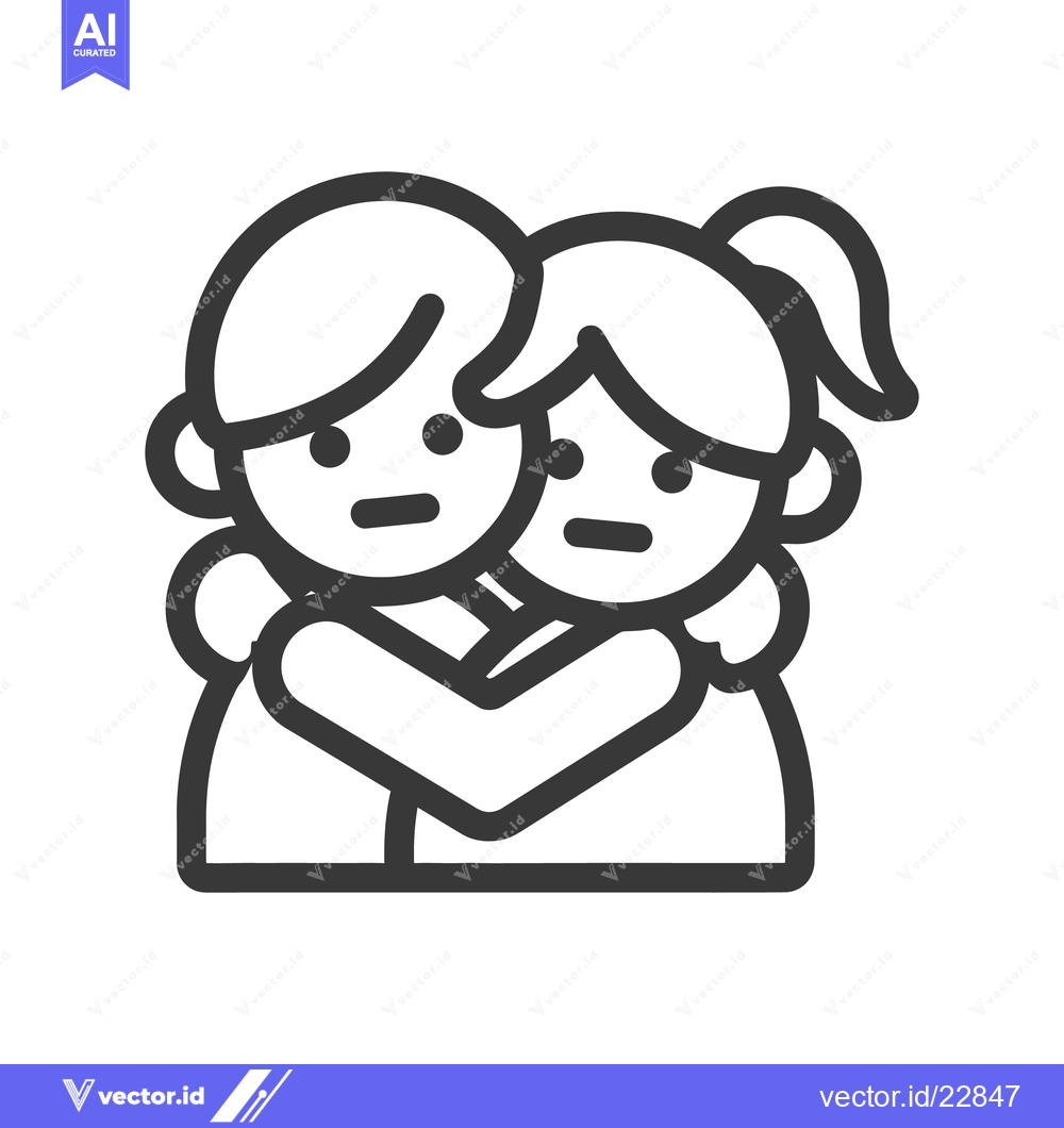 Premium Vector of Two embracing human figures in simple outlined black and white style