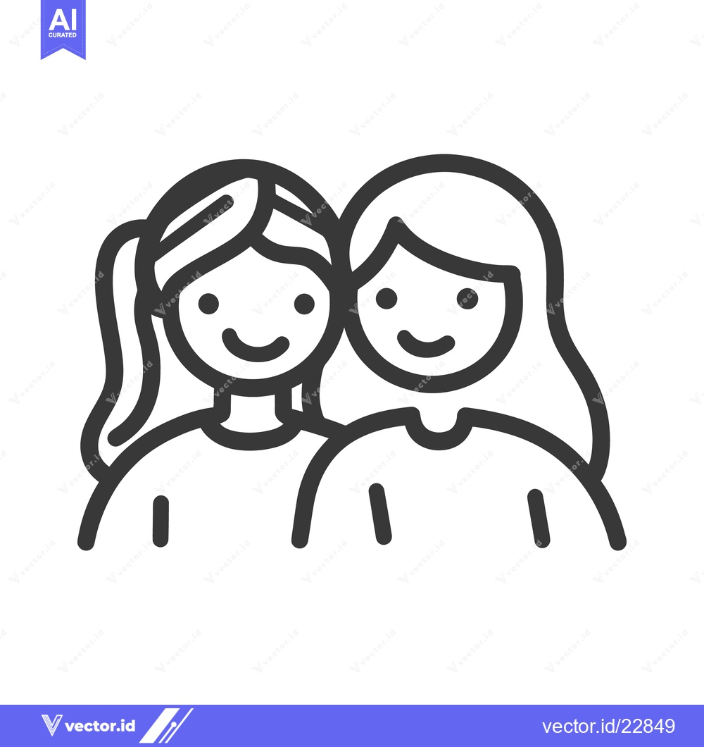 Premium Vector dari Two smiling women are shown in a simple line art style