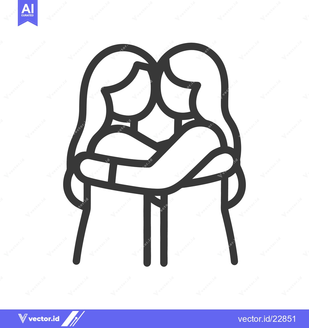 Premium Vector of Two stylized figures of people embracing each other closely