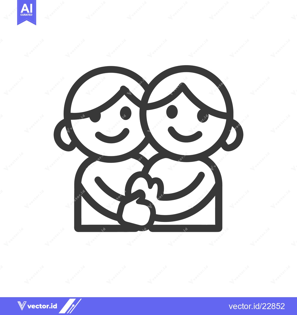 Premium Vector of Two cartoon figures are holding hands in an embrace