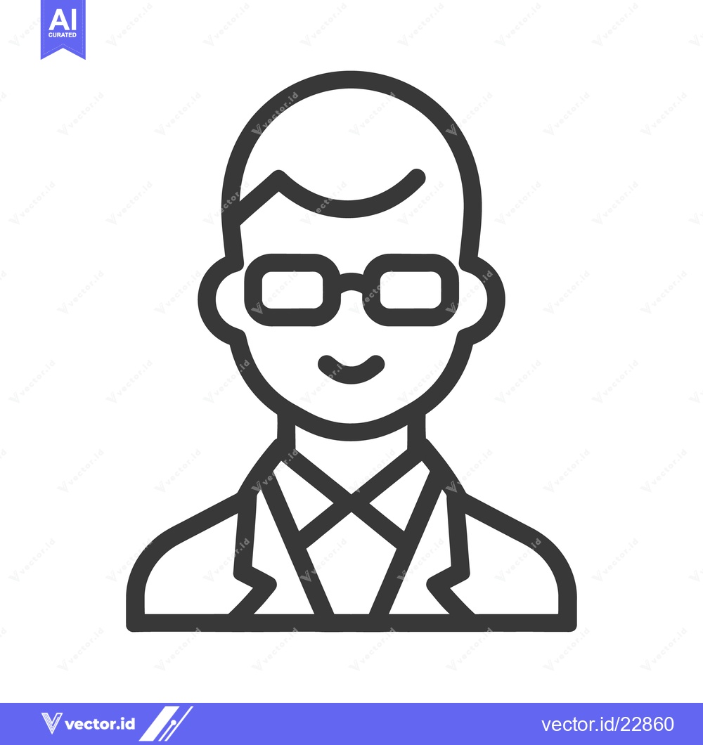 Premium Vector dari A simple outlined icon showing a person with eyeglasses and a suit