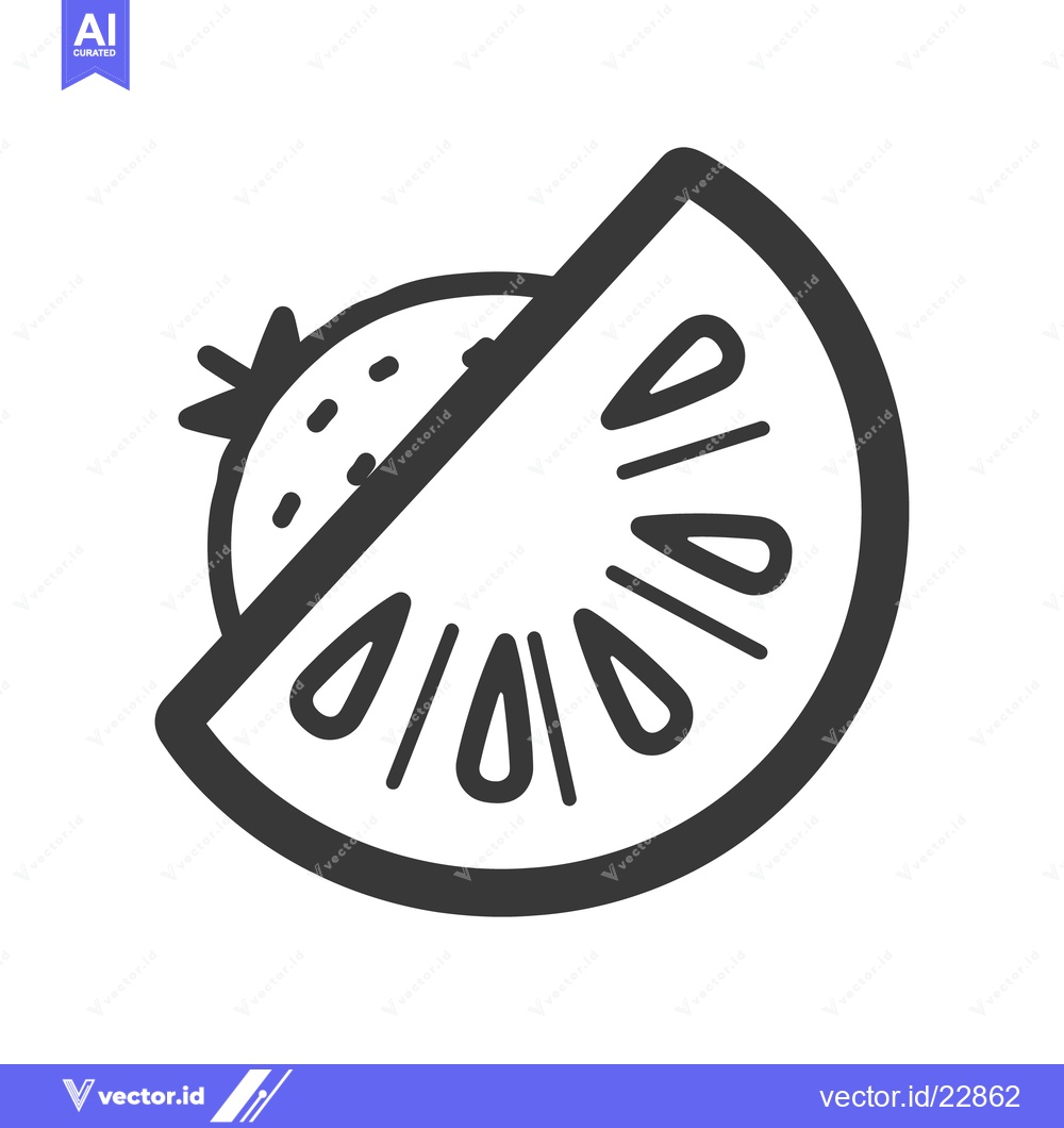 Premium Vector dari A black and white illustration of a fruit slice and whole