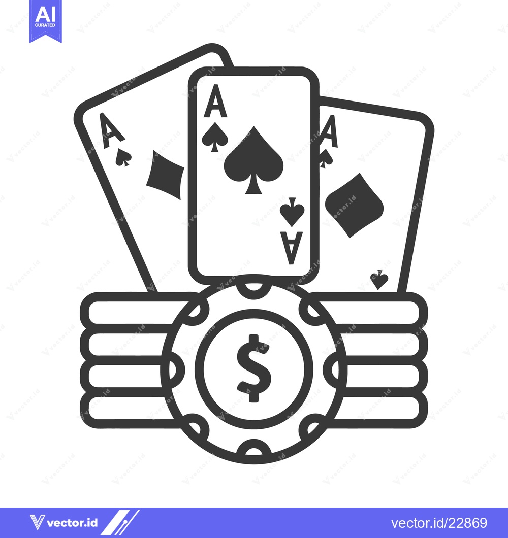 Premium Vector of Playing cards with a chip showing the symbol for currency