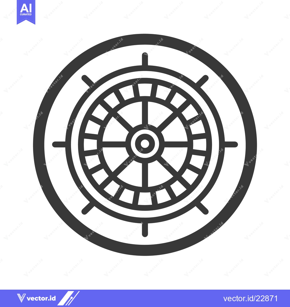 Premium Vector of A black and white image of a circular ship wheel